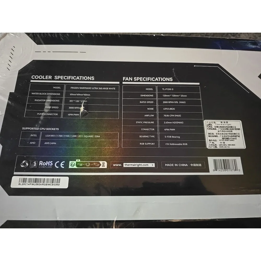 Thermalight‎ Grand Vision 360 ARGB White All In One CPU Liquid Cooler(white)